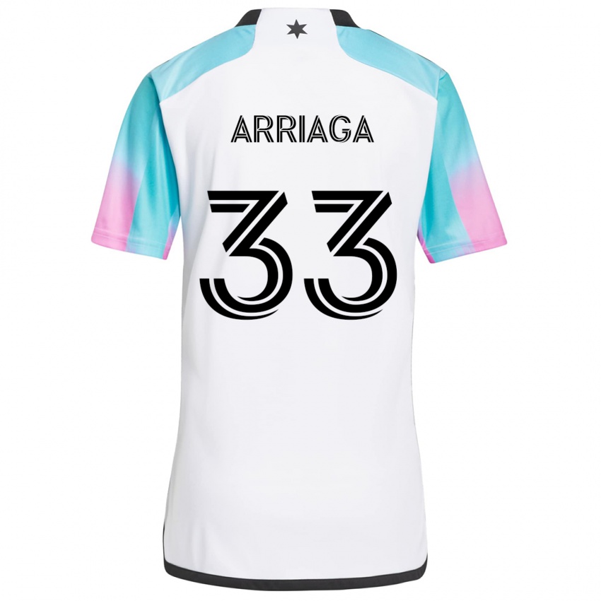 Niño Camiseta Kervin Arriaga #33 Blanco Azul Negro 2ª Equipación 2024/25 La Camisa Argentina