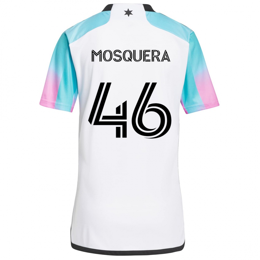 Niño Camiseta Juan Camilo Mosquera #46 Blanco Azul Negro 2ª Equipación 2024/25 La Camisa Argentina