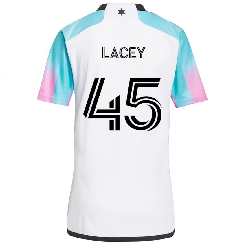 Niño Camiseta Kameron Lacey #45 Blanco Azul Negro 2ª Equipación 2024/25 La Camisa Argentina