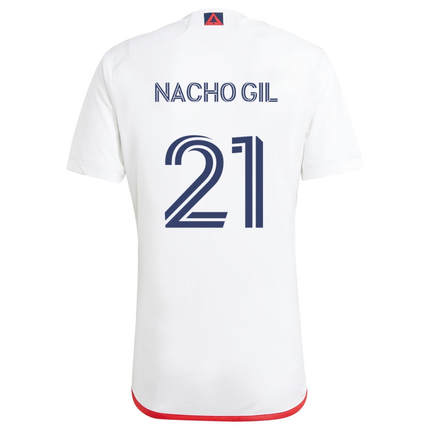 Niño Camiseta Nacho Gil #21 Blanco Rojo 2ª Equipación 2024/25 La Camisa Argentina