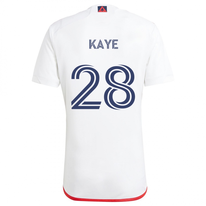 Niño Camiseta Mark-Anthony Kaye #28 Blanco Rojo 2ª Equipación 2024/25 La Camisa Argentina