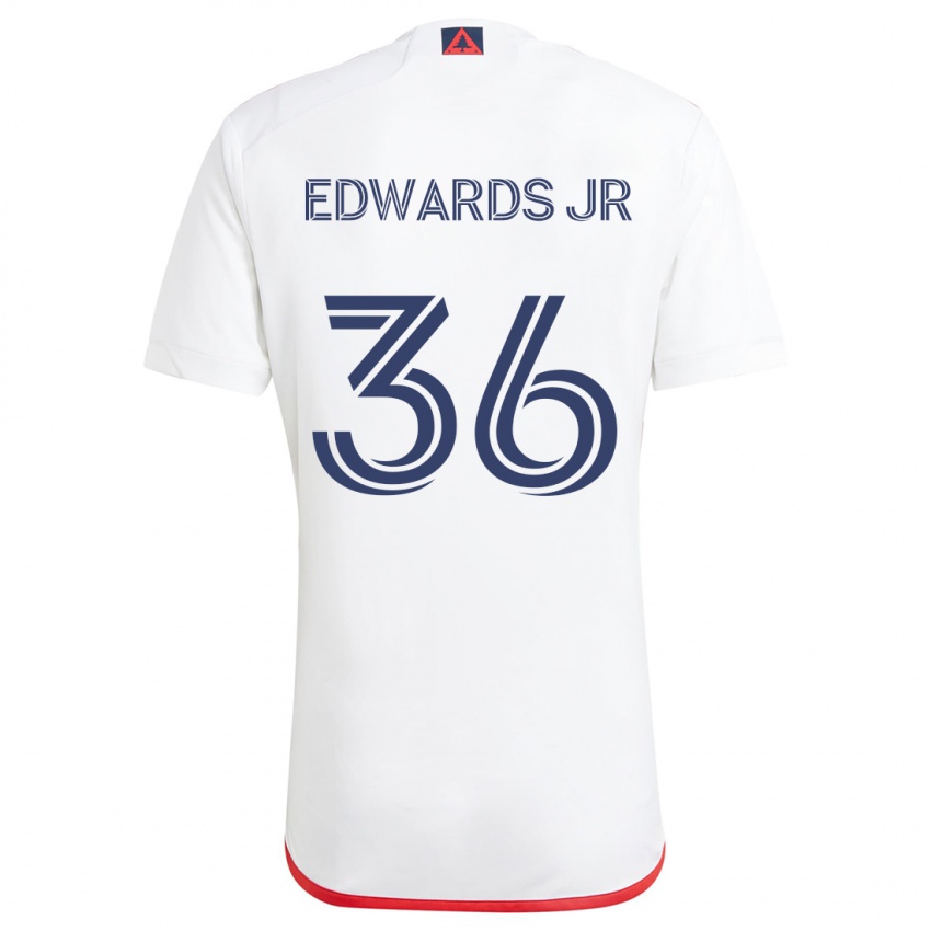 Niño Camiseta Earl Edwards Jr. #36 Blanco Rojo 2ª Equipación 2024/25 La Camisa Argentina