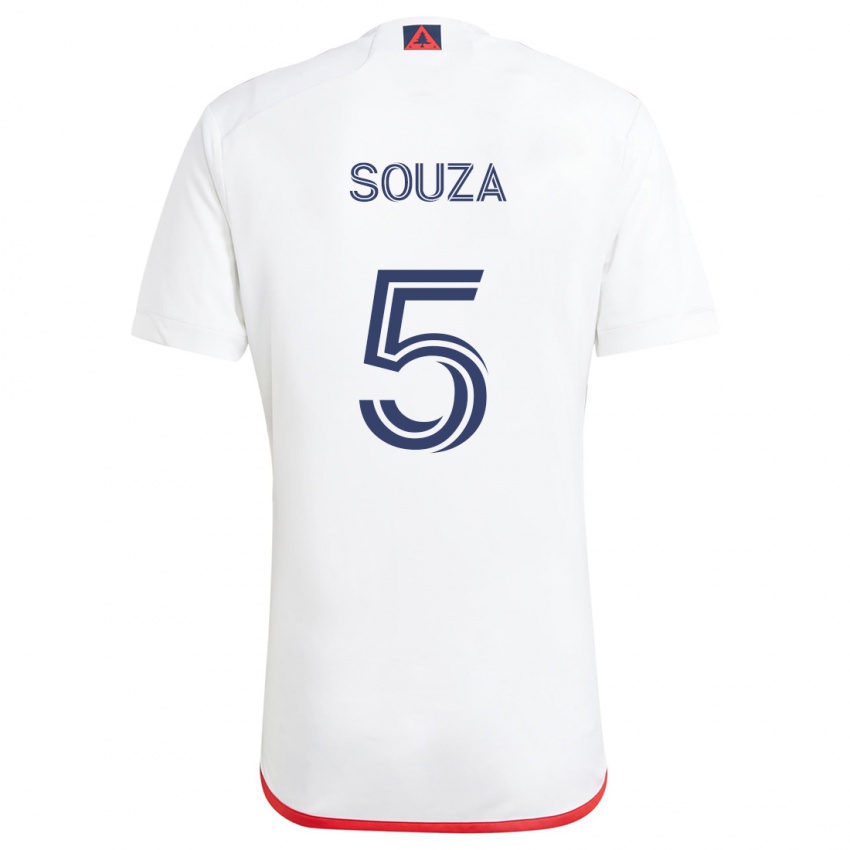 Niño Camiseta Victor Souza #5 Blanco Rojo 2ª Equipación 2024/25 La Camisa Argentina