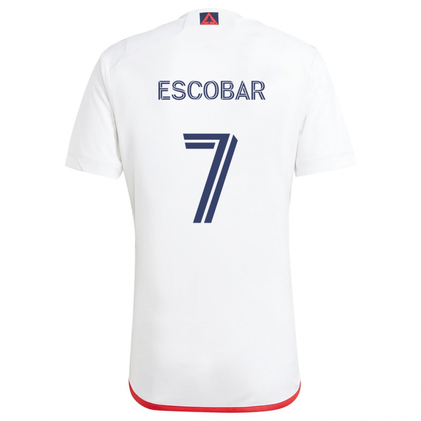 Niño Camiseta Olger Escobar #7 Blanco Rojo 2ª Equipación 2024/25 La Camisa Argentina