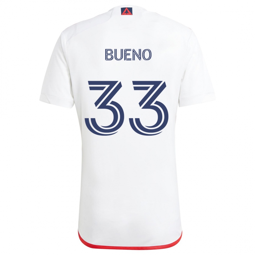 Niño Camiseta Brandonn Bueno #33 Blanco Rojo 2ª Equipación 2024/25 La Camisa Argentina