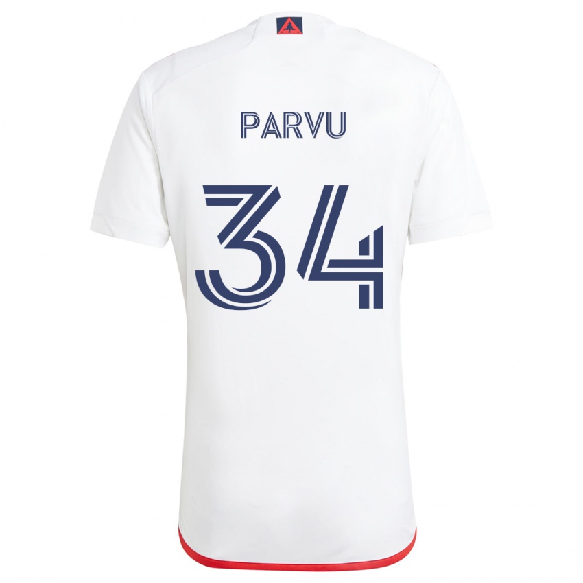 Niño Camiseta Alexandru Parvu #34 Blanco Rojo 2ª Equipación 2024/25 La Camisa Argentina