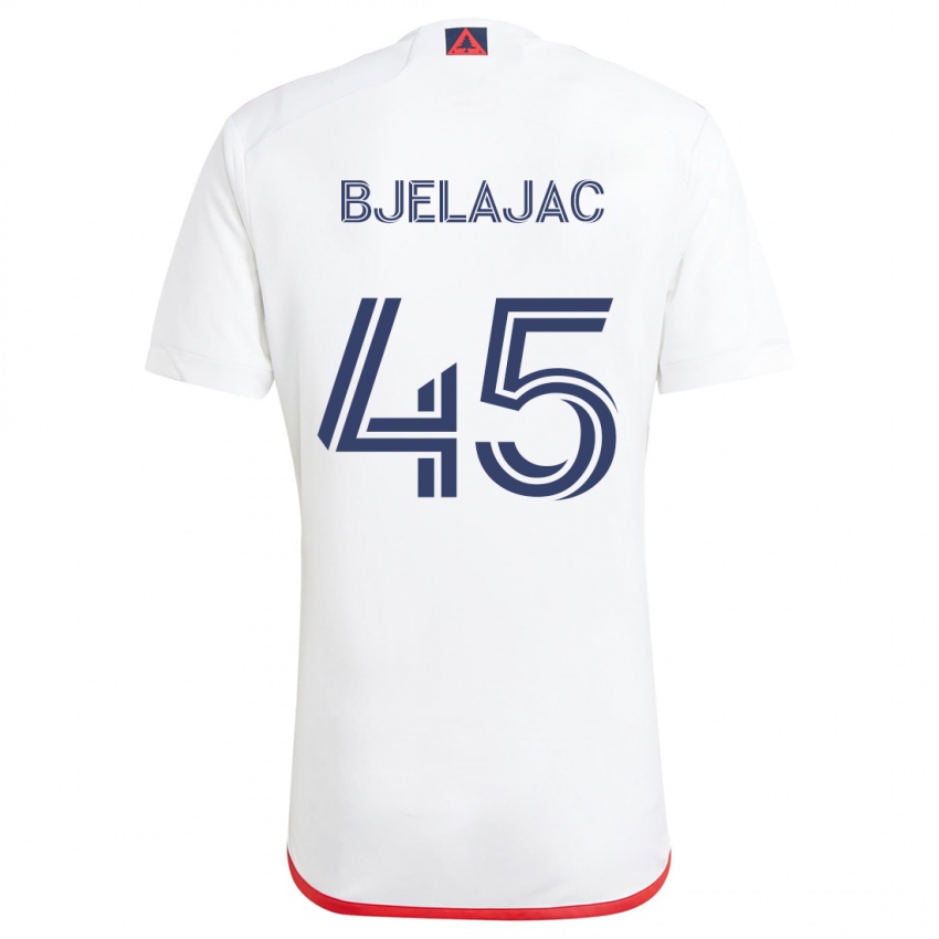 Niño Camiseta Andrej Bjelajac #45 Blanco Rojo 2ª Equipación 2024/25 La Camisa Argentina