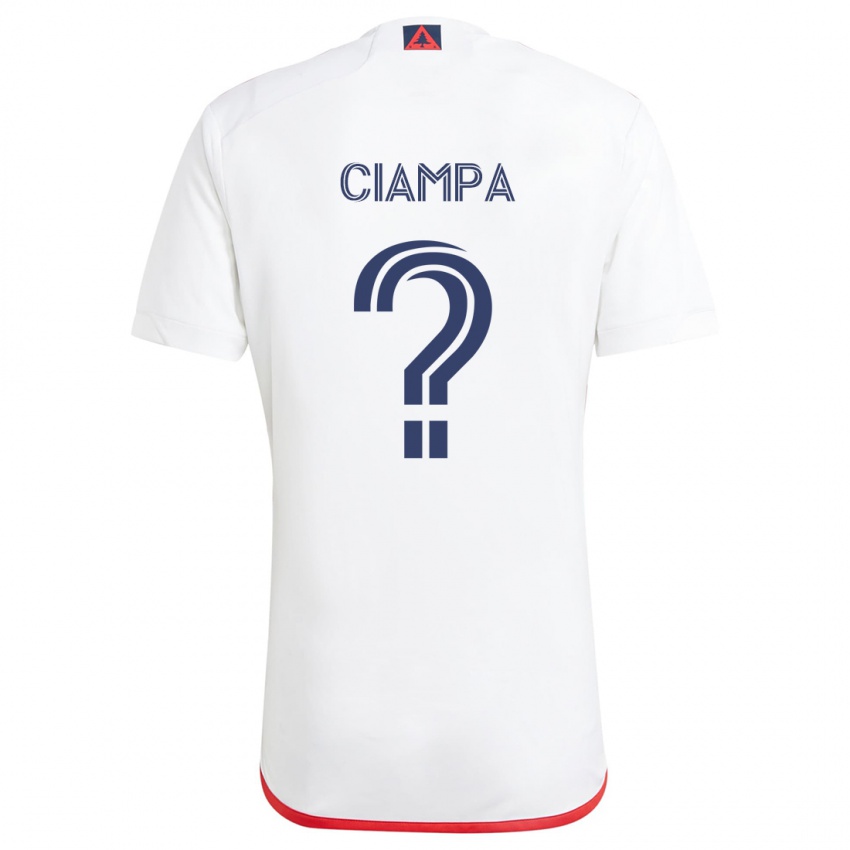 Niño Camiseta Giuseppe Ciampa #0 Blanco Rojo 2ª Equipación 2024/25 La Camisa Argentina