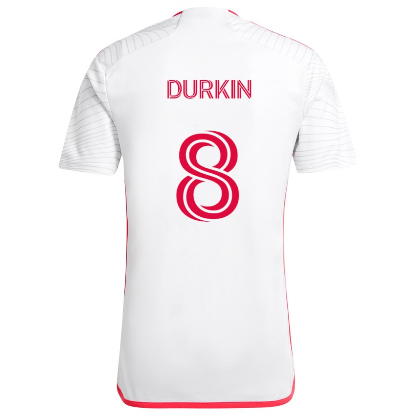 Niño Camiseta Chris Durkin #8 Blanco Rojo 2ª Equipación 2024/25 La Camisa Argentina