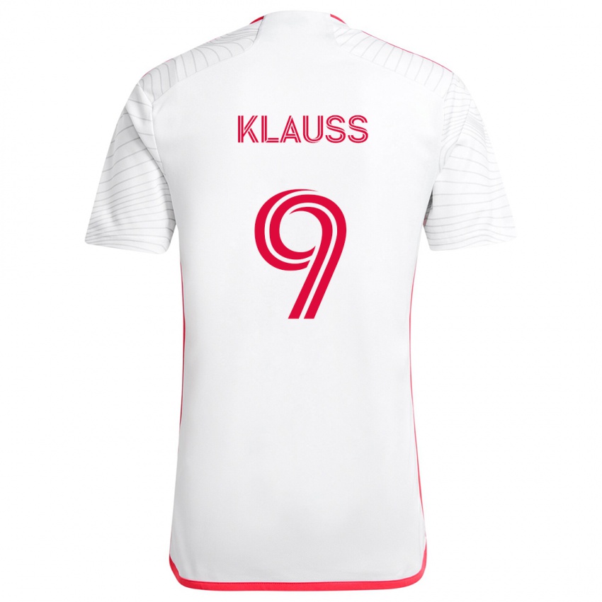 Niño Camiseta João Klauss #9 Blanco Rojo 2ª Equipación 2024/25 La Camisa Argentina