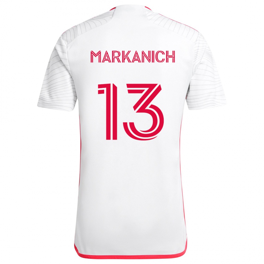 Niño Camiseta Anthony Markanich #13 Blanco Rojo 2ª Equipación 2024/25 La Camisa Argentina