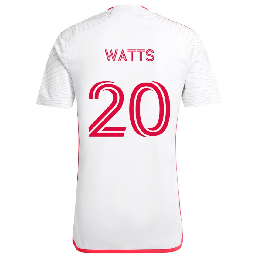 Niño Camiseta Akil Watts #20 Blanco Rojo 2ª Equipación 2024/25 La Camisa Argentina