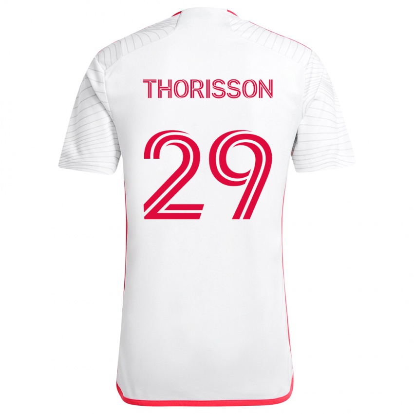 Niño Camiseta Nökkvi Thórisson #29 Blanco Rojo 2ª Equipación 2024/25 La Camisa Argentina