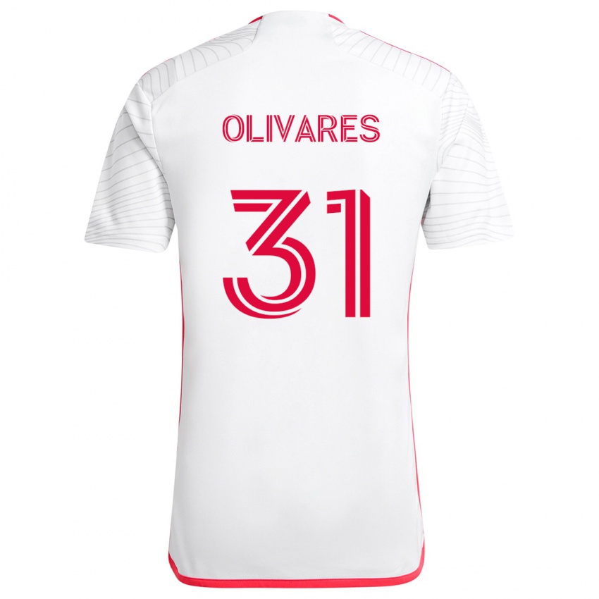 Niño Camiseta Christian Olivares #31 Blanco Rojo 2ª Equipación 2024/25 La Camisa Argentina