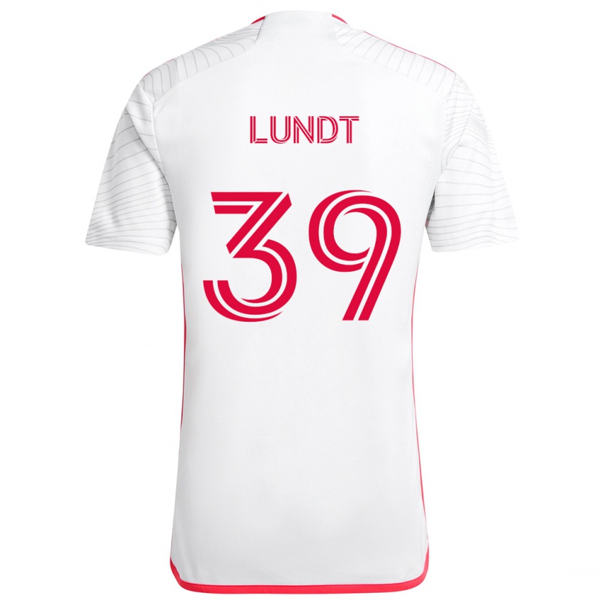 Niño Camiseta Ben Lundt #39 Blanco Rojo 2ª Equipación 2024/25 La Camisa Argentina