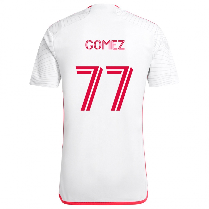 Niño Camiseta Sam Gomez #77 Blanco Rojo 2ª Equipación 2024/25 La Camisa Argentina