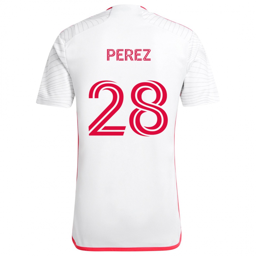 Niño Camiseta Miguel Perez #28 Blanco Rojo 2ª Equipación 2024/25 La Camisa Argentina