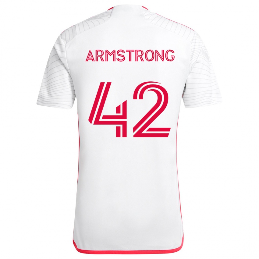 Niño Camiseta Ezra Armstrong #42 Blanco Rojo 2ª Equipación 2024/25 La Camisa Argentina