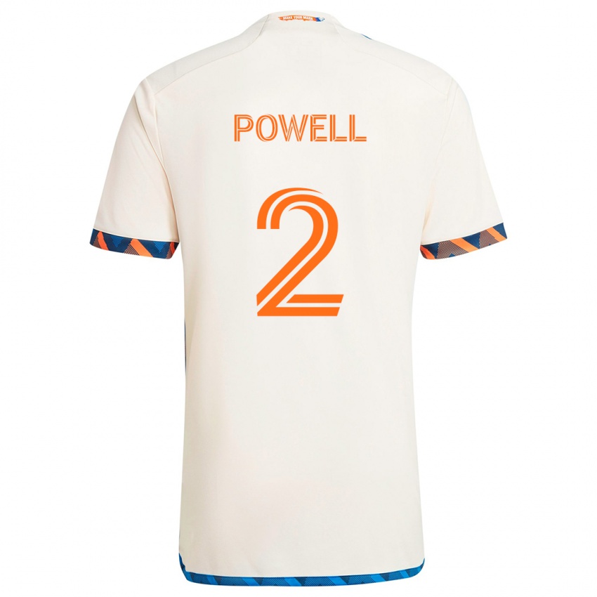 Niño Camiseta Alvas Powell #2 Blanco Naranja 2ª Equipación 2024/25 La Camisa Argentina