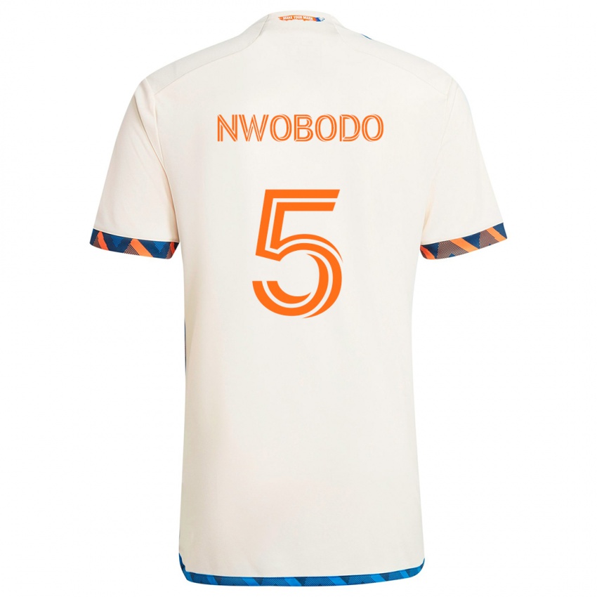 Niño Camiseta Obinna Nwobodo #5 Blanco Naranja 2ª Equipación 2024/25 La Camisa Argentina