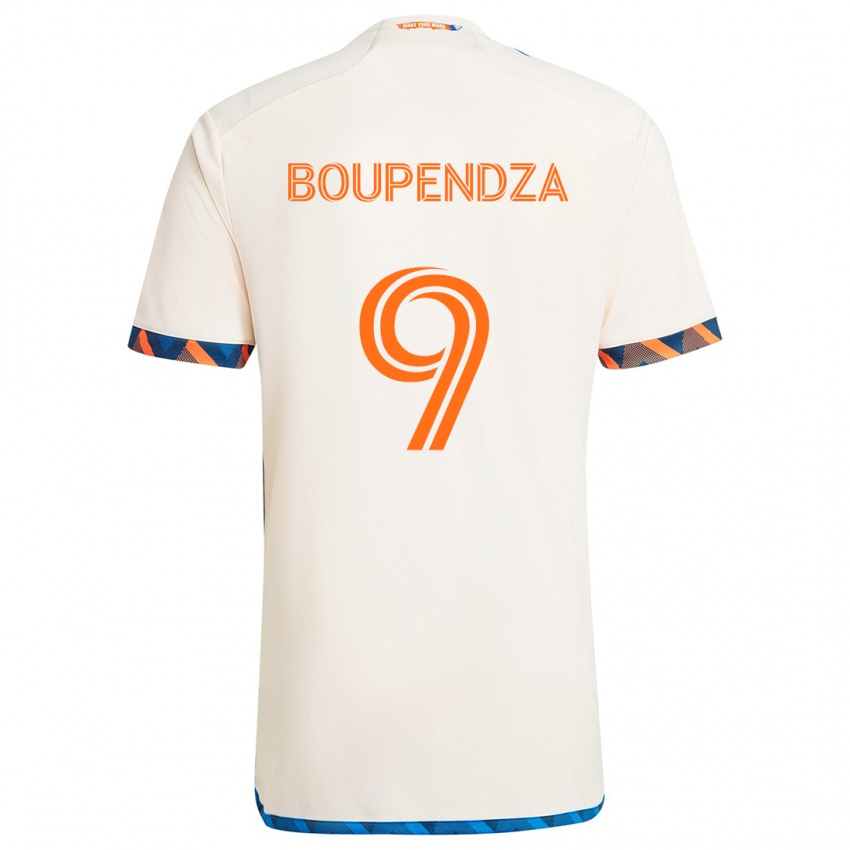 Niño Camiseta Aaron Boupendza #9 Blanco Naranja 2ª Equipación 2024/25 La Camisa Argentina