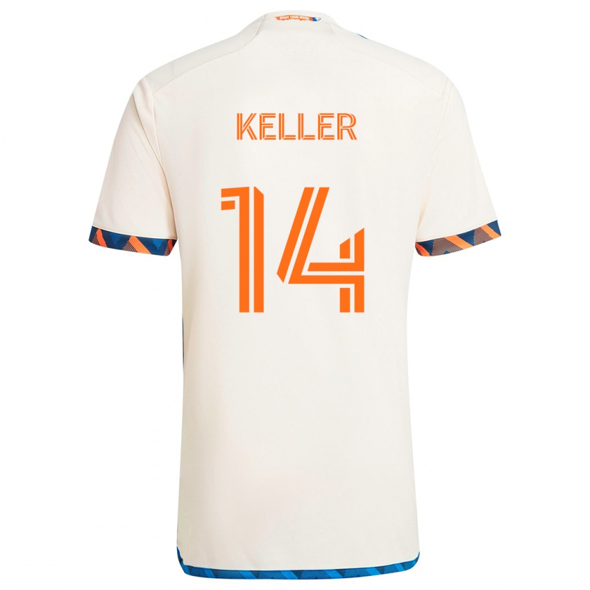 Niño Camiseta Kipp Keller #14 Blanco Naranja 2ª Equipación 2024/25 La Camisa Argentina