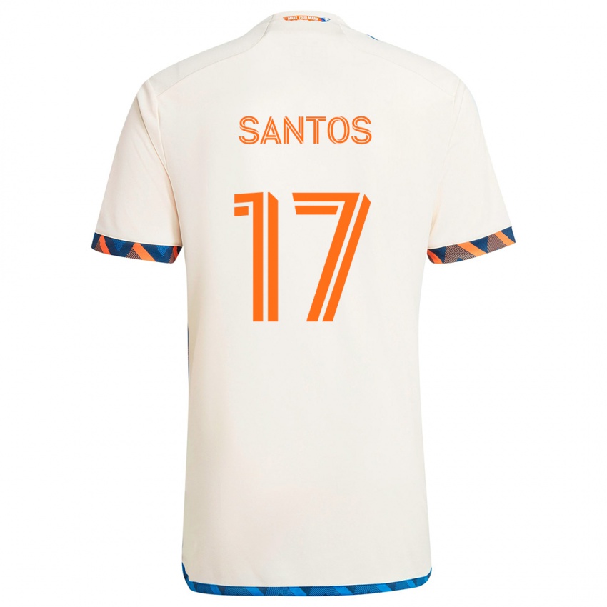 Niño Camiseta Sergio Santos #17 Blanco Naranja 2ª Equipación 2024/25 La Camisa Argentina