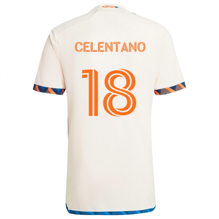 Niño Camiseta Roman Celentano #18 Blanco Naranja 2ª Equipación 2024/25 La Camisa Argentina