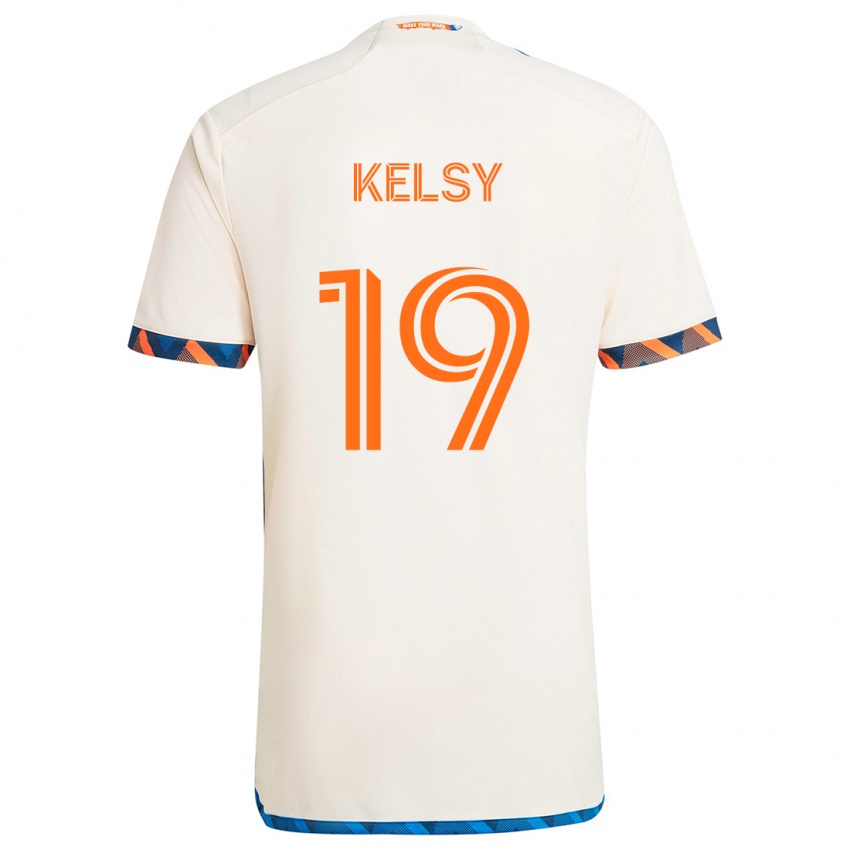 Niño Camiseta Kevin Kelsy #19 Blanco Naranja 2ª Equipación 2024/25 La Camisa Argentina