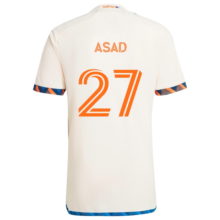 Niño Camiseta Yamil Asad #27 Blanco Naranja 2ª Equipación 2024/25 La Camisa Argentina