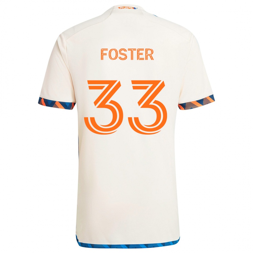 Niño Camiseta Isaiah Foster #33 Blanco Naranja 2ª Equipación 2024/25 La Camisa Argentina