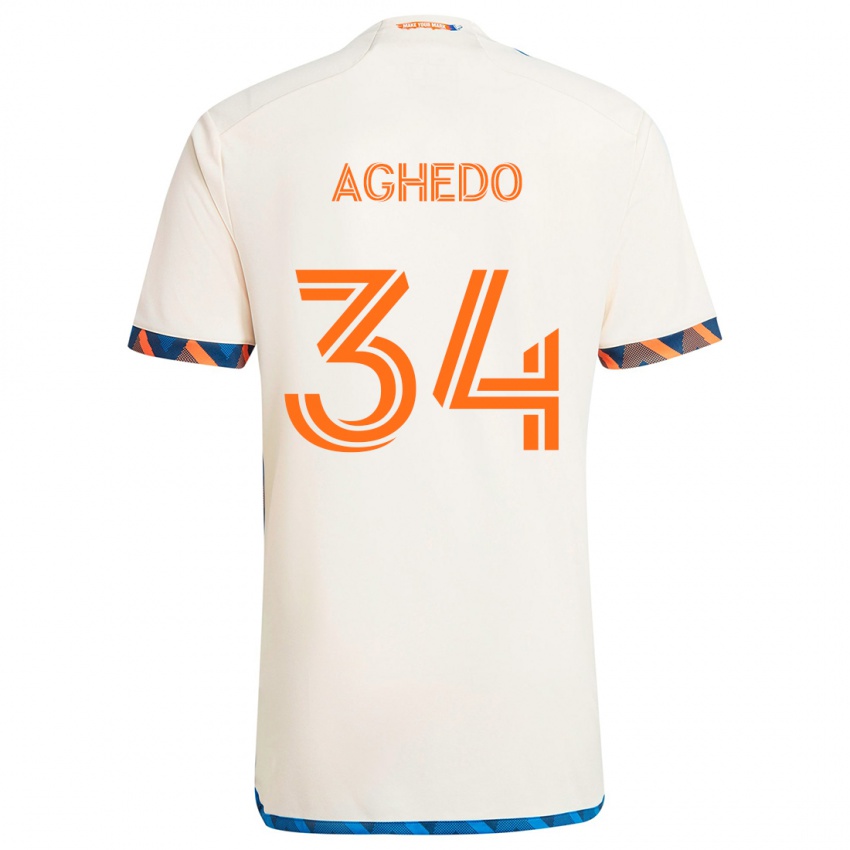 Niño Camiseta London Aghedo #34 Blanco Naranja 2ª Equipación 2024/25 La Camisa Argentina