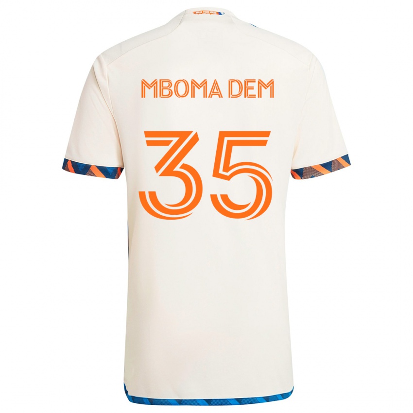 Niño Camiseta Kenji Mboma Dem #35 Blanco Naranja 2ª Equipación 2024/25 La Camisa Argentina