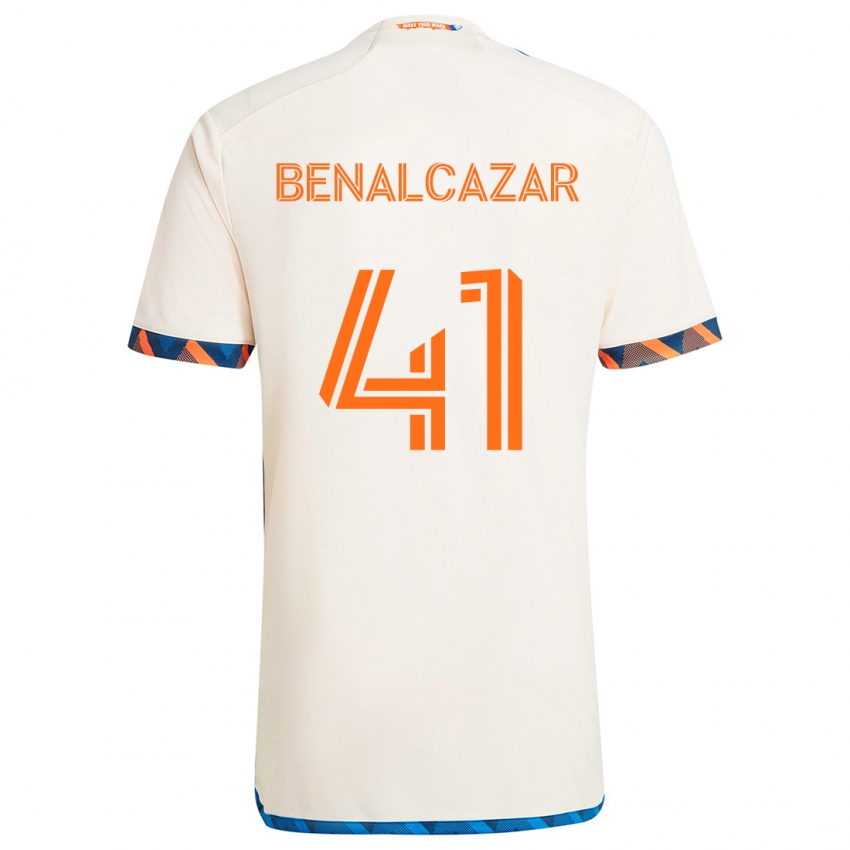 Niño Camiseta Nico Benalcázar #41 Blanco Naranja 2ª Equipación 2024/25 La Camisa Argentina