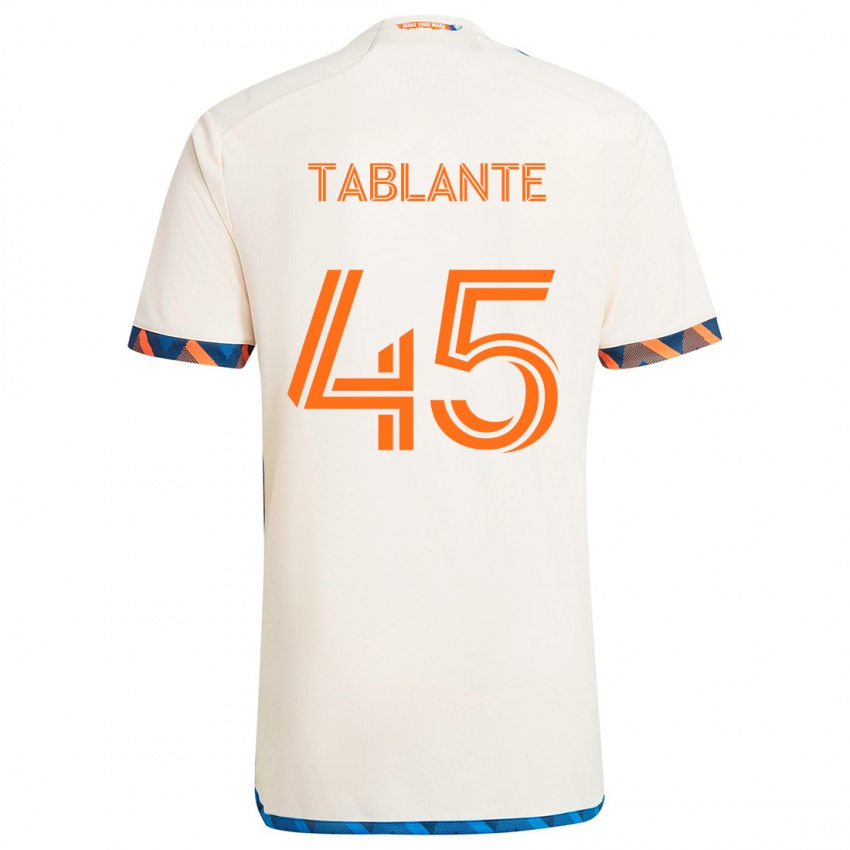 Niño Camiseta Moises Tablante #45 Blanco Naranja 2ª Equipación 2024/25 La Camisa Argentina