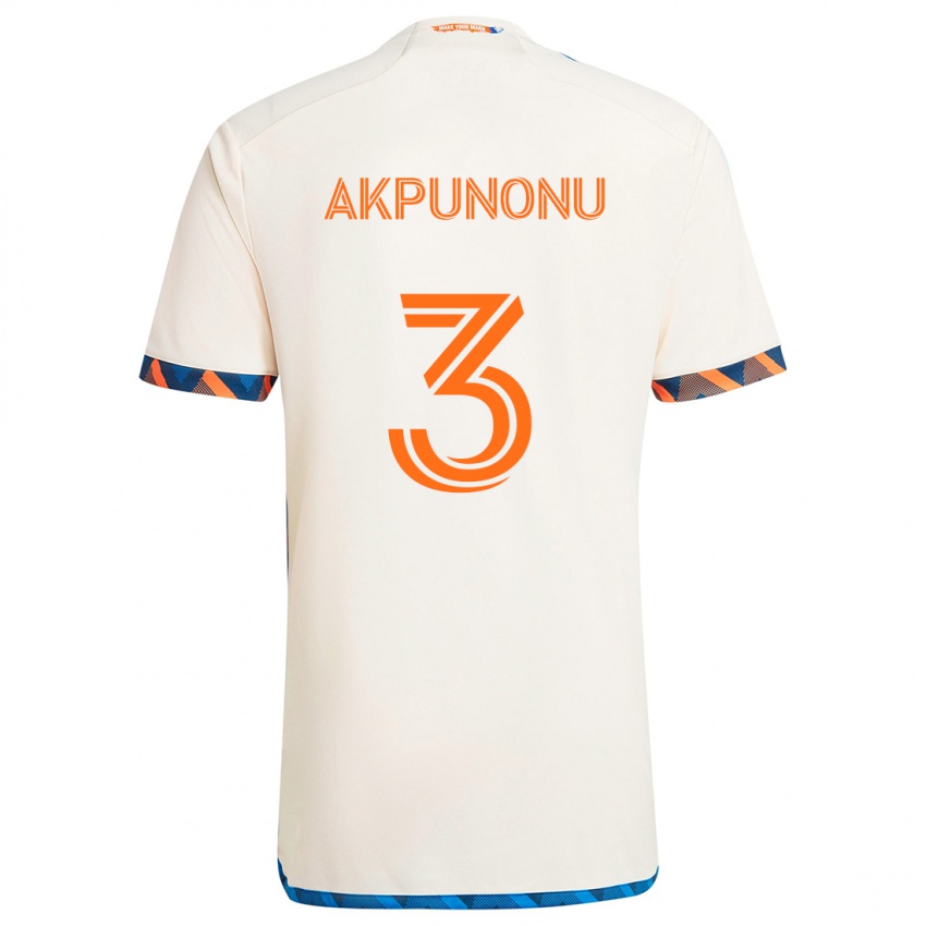 Niño Camiseta Joey Akpunonu #3 Blanco Naranja 2ª Equipación 2024/25 La Camisa Argentina