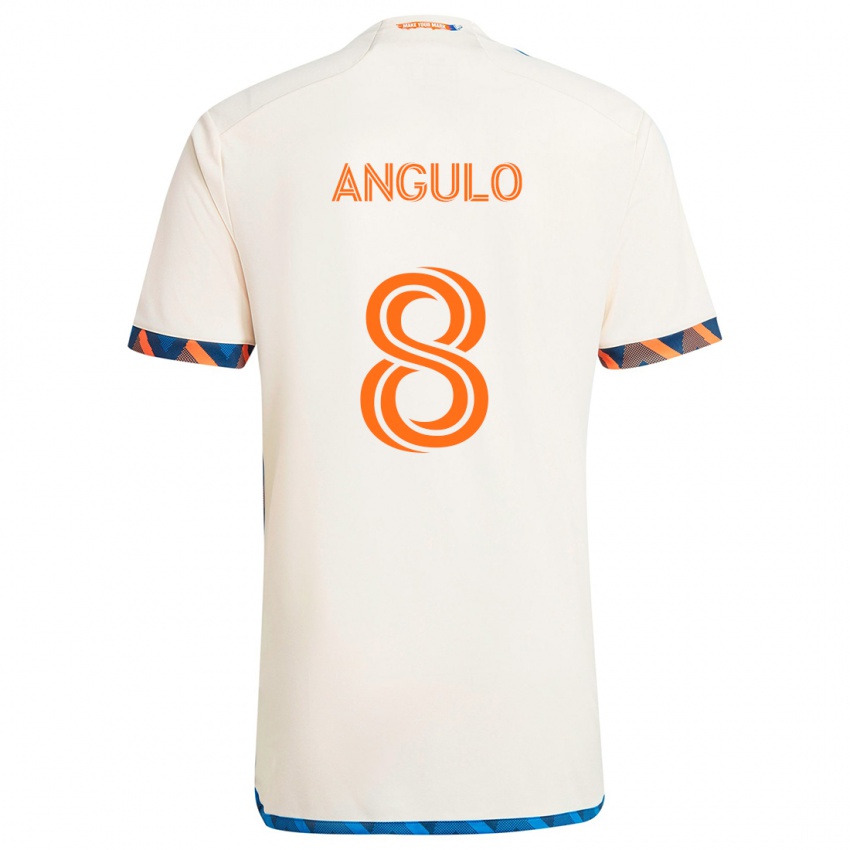 Niño Camiseta Marco Angulo #8 Blanco Naranja 2ª Equipación 2024/25 La Camisa Argentina