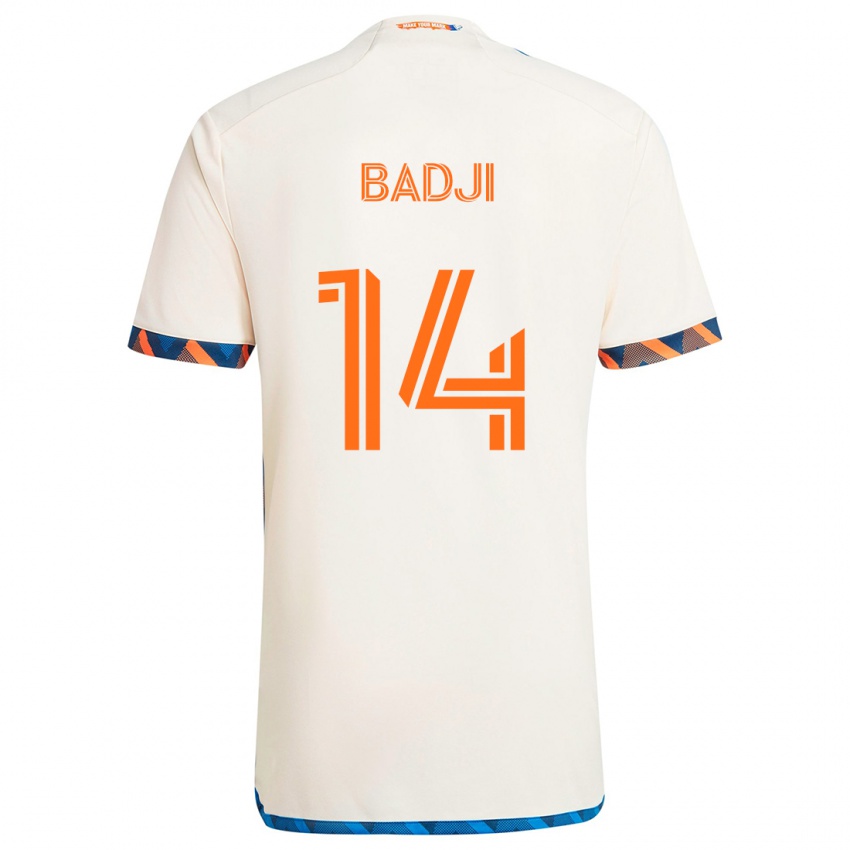 Niño Camiseta Dominique Badji #14 Blanco Naranja 2ª Equipación 2024/25 La Camisa Argentina