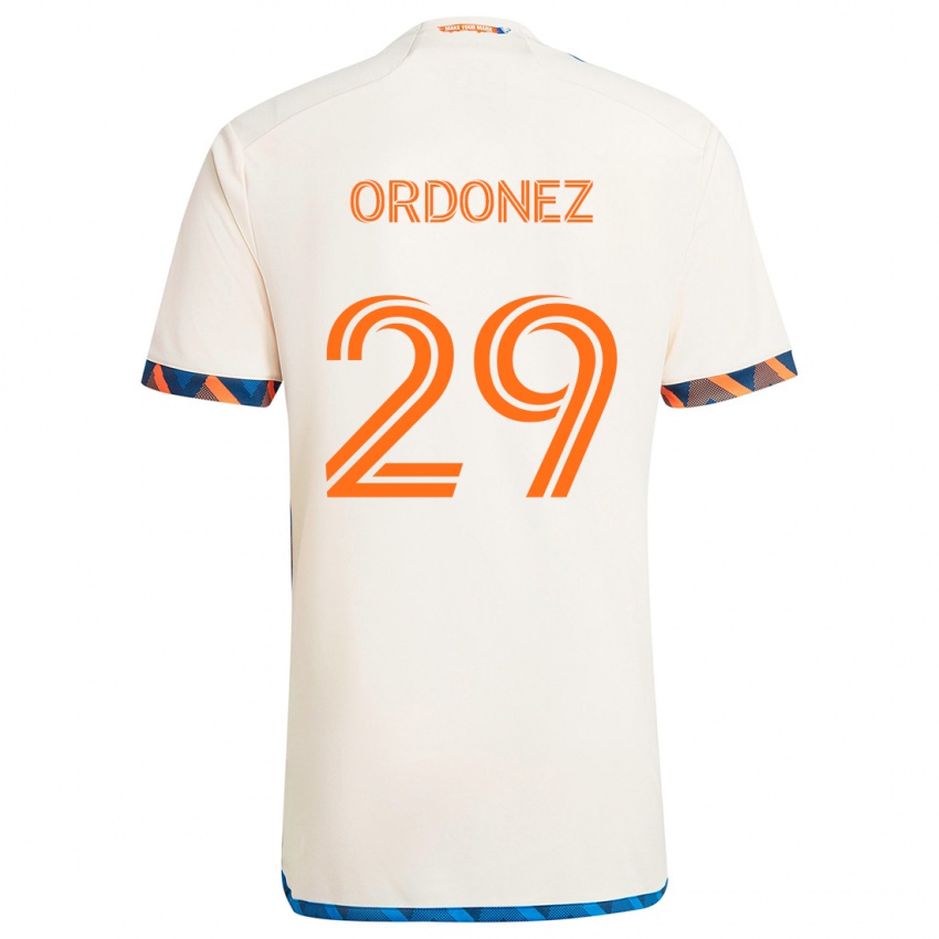 Niño Camiseta Arquímides Ordóñez #29 Blanco Naranja 2ª Equipación 2024/25 La Camisa Argentina