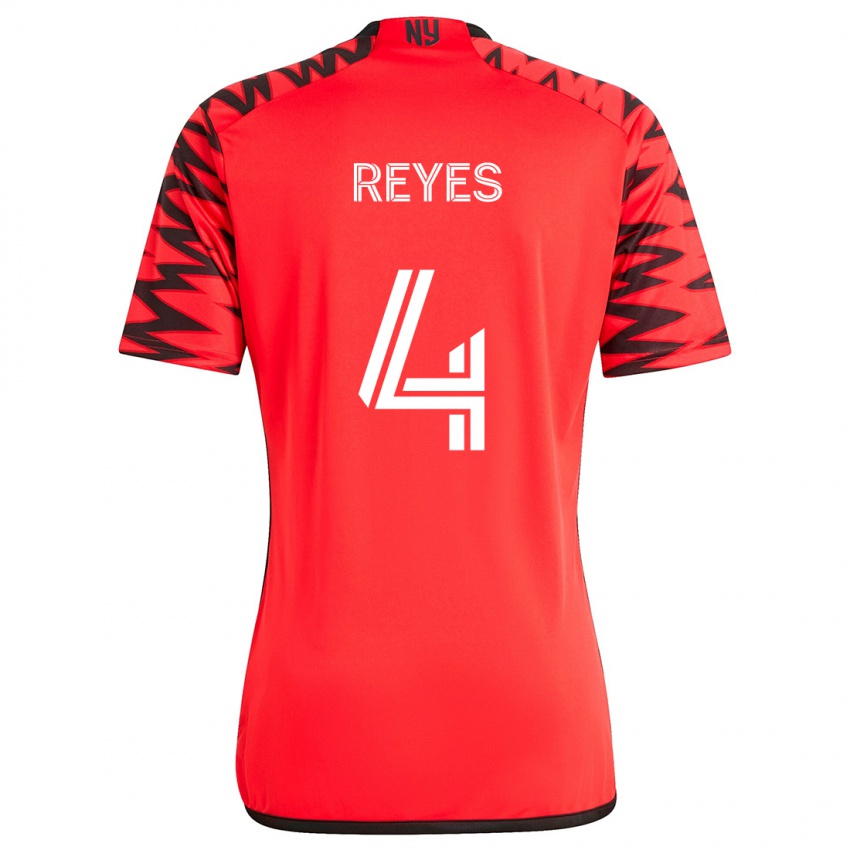 Niño Camiseta Andrés Reyes #4 Rojo Negro Blanco 2ª Equipación 2024/25 La Camisa Argentina