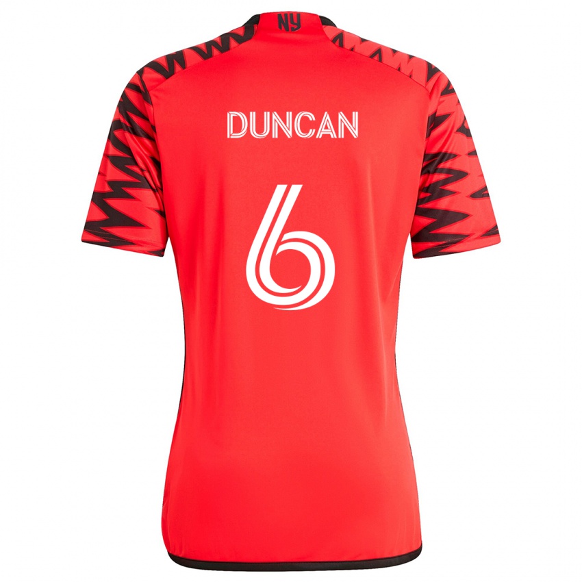 Niño Camiseta Kyle Duncan #6 Rojo Negro Blanco 2ª Equipación 2024/25 La Camisa Argentina