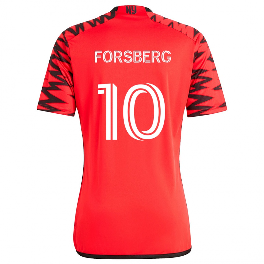 Niño Camiseta Emil Forsberg #10 Rojo Negro Blanco 2ª Equipación 2024/25 La Camisa Argentina