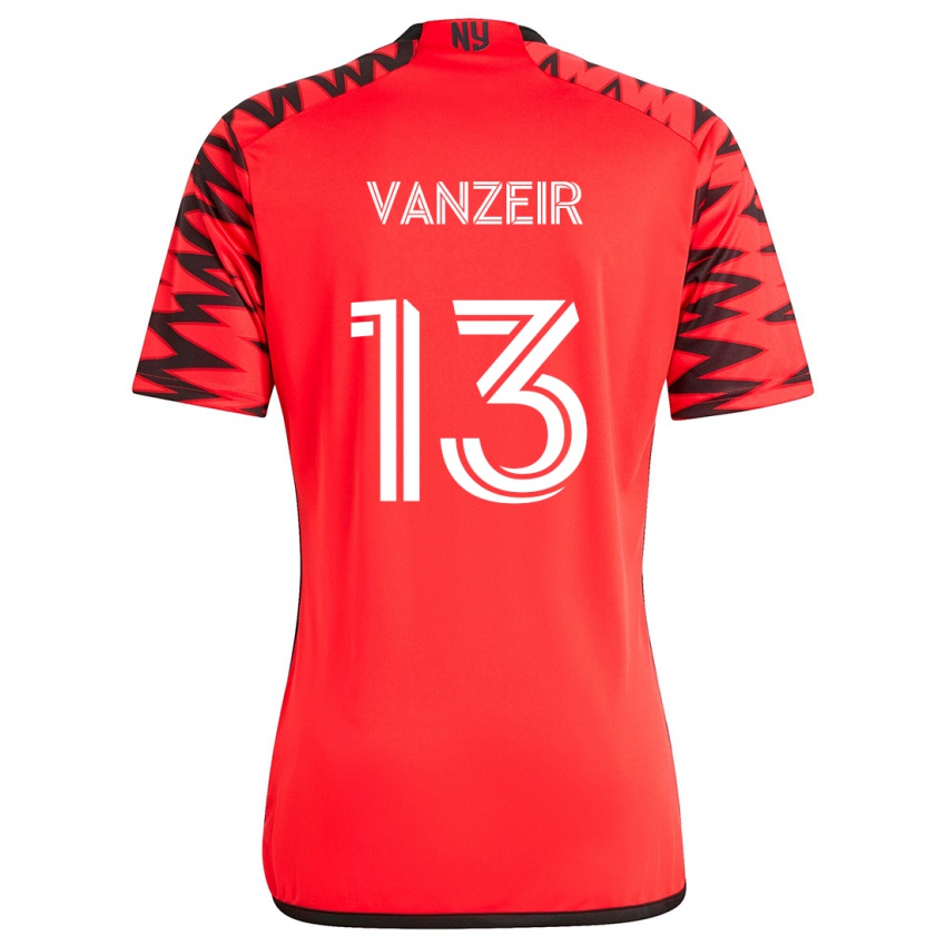 Niño Camiseta Dante Vanzeir #13 Rojo Negro Blanco 2ª Equipación 2024/25 La Camisa Argentina