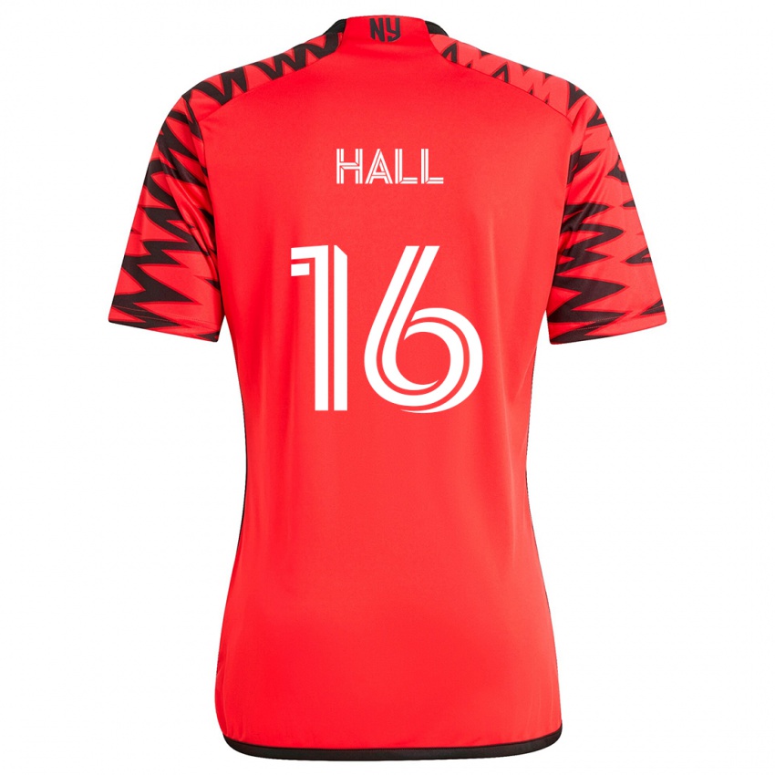 Niño Camiseta Julian Hall #16 Rojo Negro Blanco 2ª Equipación 2024/25 La Camisa Argentina