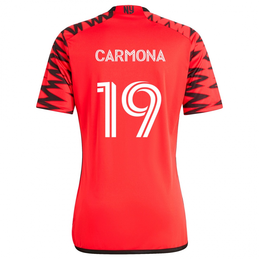 Niño Camiseta Wikelman Carmona #19 Rojo Negro Blanco 2ª Equipación 2024/25 La Camisa Argentina