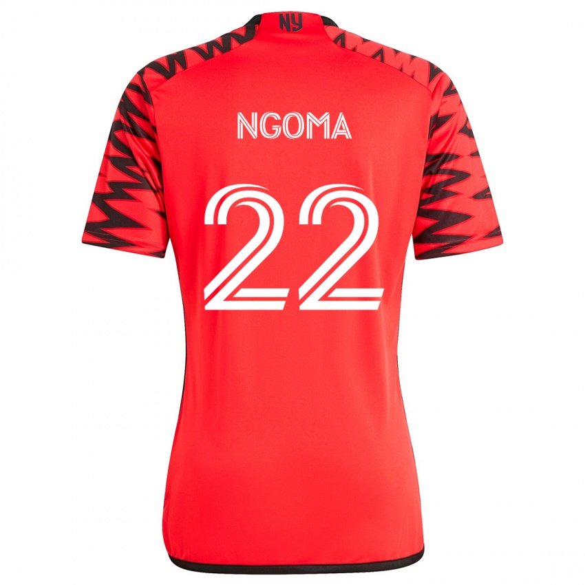 Niño Camiseta Serge Ngoma #22 Rojo Negro Blanco 2ª Equipación 2024/25 La Camisa Argentina