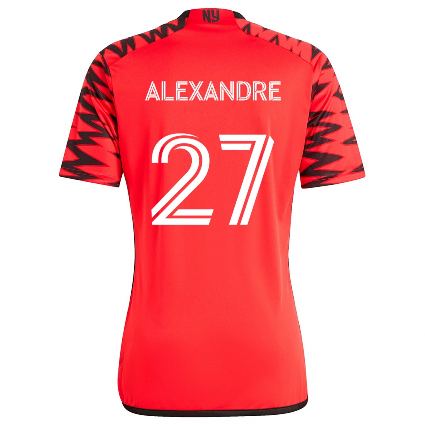 Niño Camiseta Davi Alexandre #27 Rojo Negro Blanco 2ª Equipación 2024/25 La Camisa Argentina