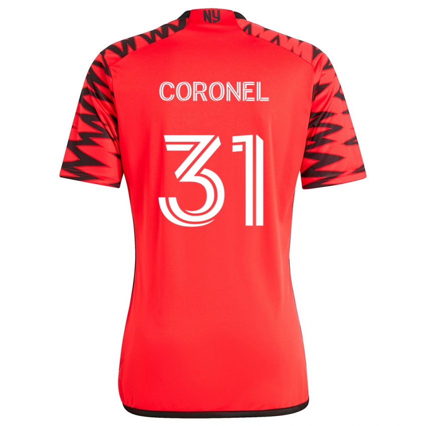 Niño Camiseta Carlos Coronel #31 Rojo Negro Blanco 2ª Equipación 2024/25 La Camisa Argentina