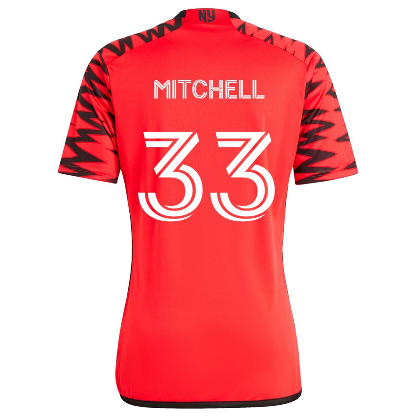 Niño Camiseta Roald Mitchell #33 Rojo Negro Blanco 2ª Equipación 2024/25 La Camisa Argentina