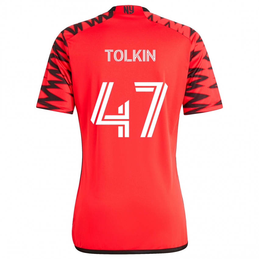 Niño Camiseta John Tolkin #47 Rojo Negro Blanco 2ª Equipación 2024/25 La Camisa Argentina